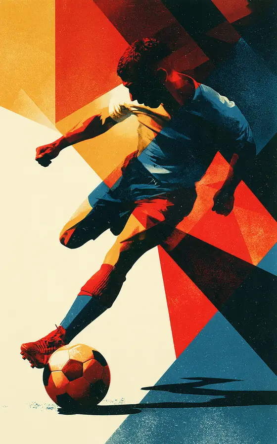 A footballer striking the ball