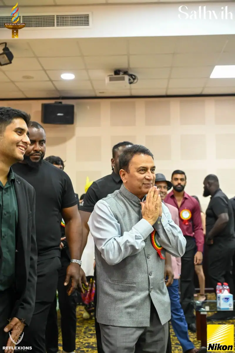 Sunil Gavaskar greeting students at BSF 2025